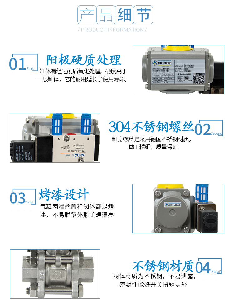 AIRTORQUE气动丝口球阀/不锈钢螺纹球阀带电磁阀