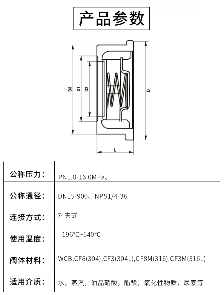 对夹式止回阀结构