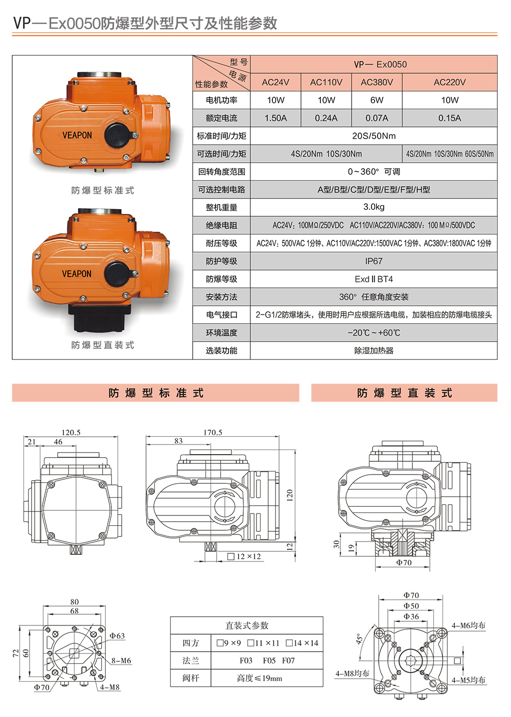 VEAPON电动防爆执行器选型