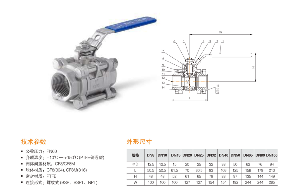 螺纹球阀/丝口球阀/不锈钢参数