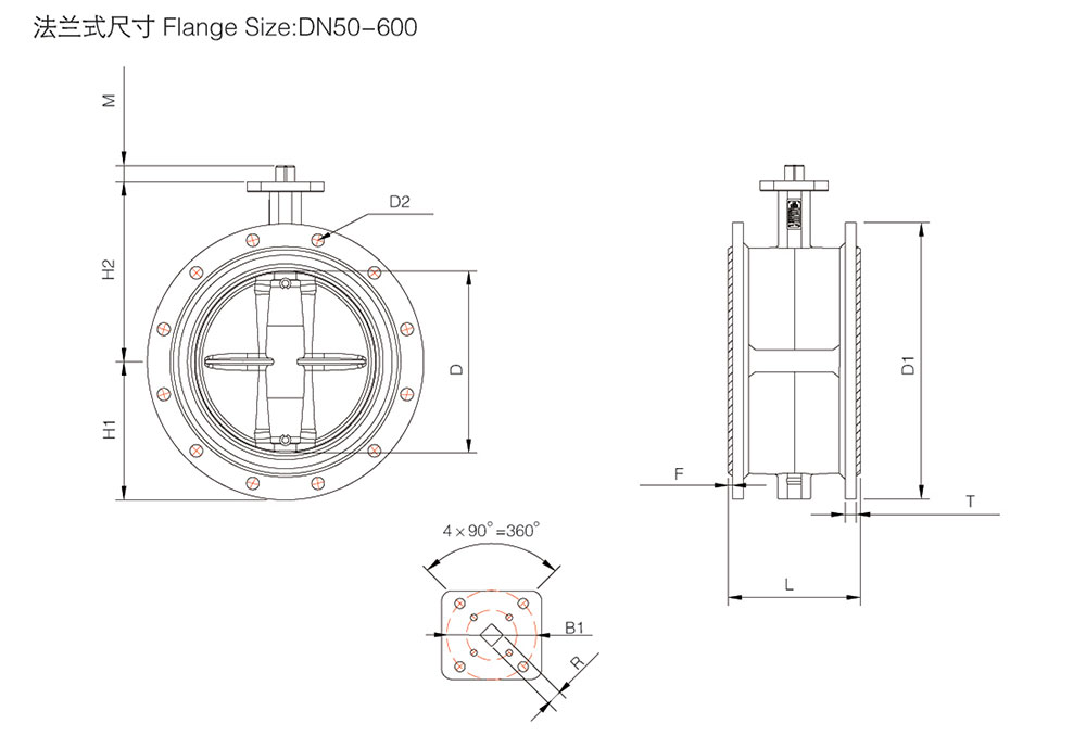 不锈钢法兰蝶阀结构图