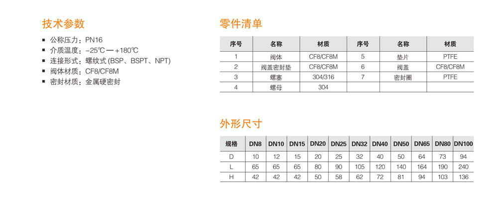 旋启式螺纹止回阀尺寸