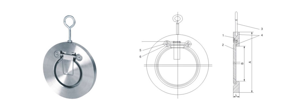 对夹式单瓣止回阀结构图